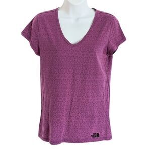 The NORTH FACE V neck t-shirt cotton purple size Medium @Y